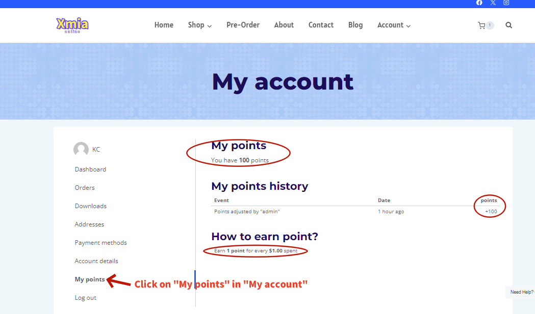 Xmia Points - Xmiaonline