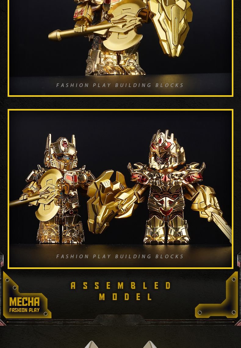 Mini figures Brick Man BM001B Optimus Prime & BM002B Bumblebee & BM003B Megatron Golden Version Set of 3