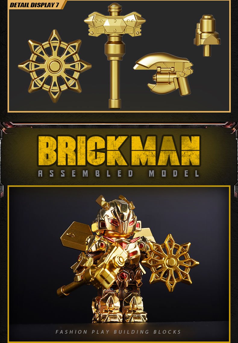 Mini figures Brick Man BM001B Optimus Prime & BM002B Bumblebee & BM003B Megatron Golden Version Set of 3