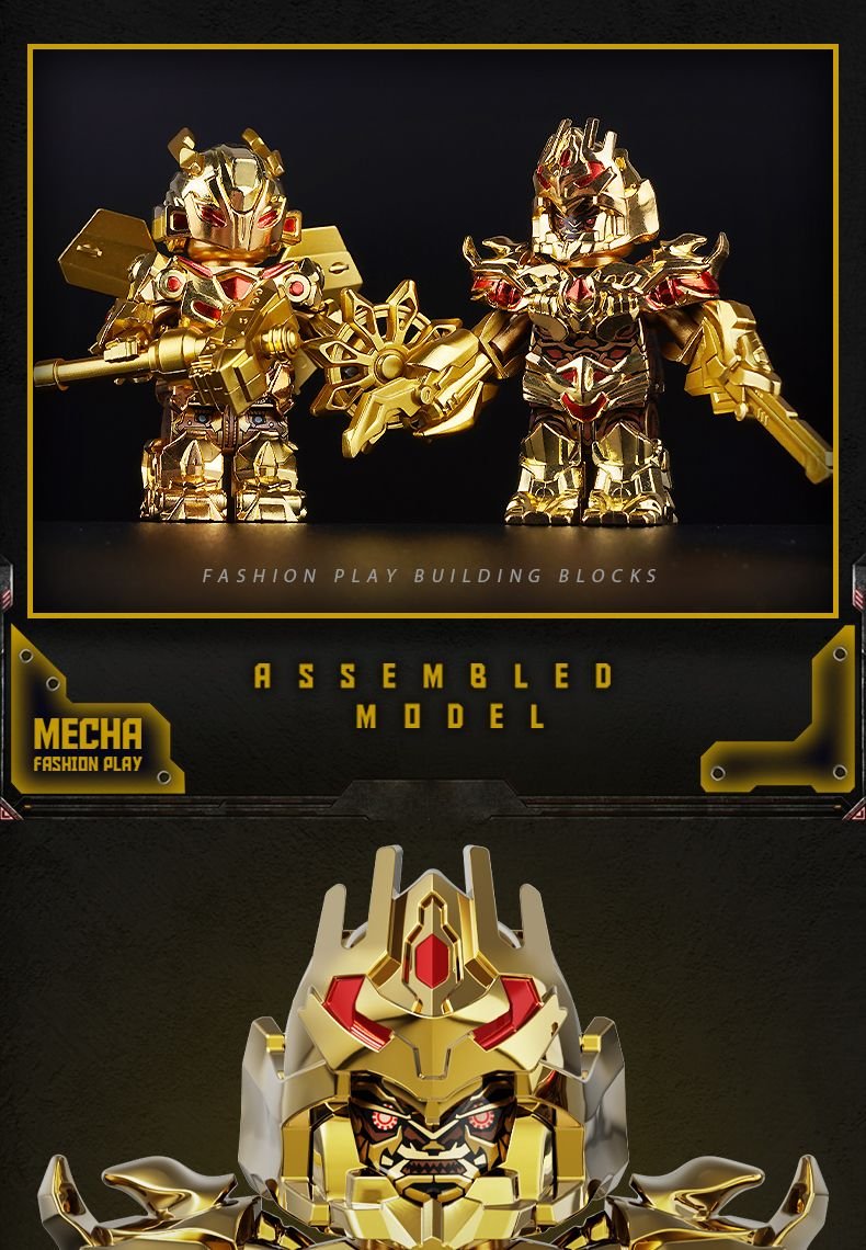 Mini figures Brick Man BM001B Optimus Prime & BM002B Bumblebee & BM003B Megatron Golden Version Set of 3