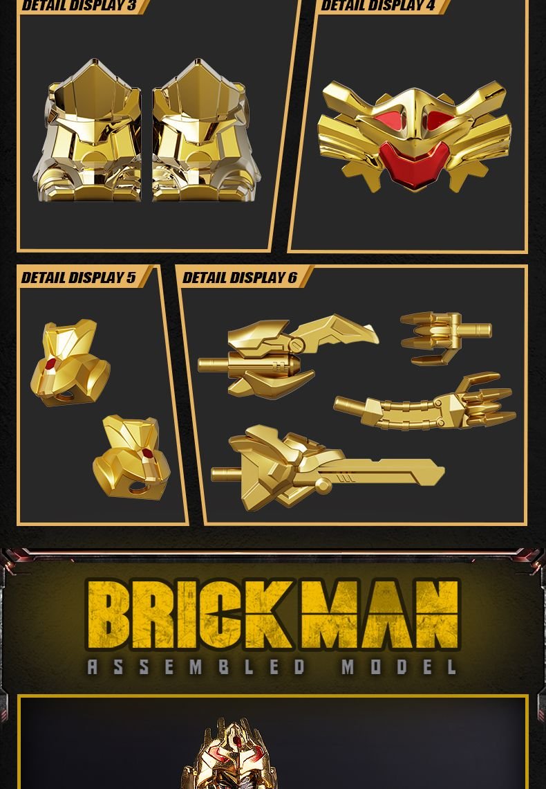 Mini figures Brick Man BM001B Optimus Prime & BM002B Bumblebee & BM003B Megatron Golden Version Set of 3