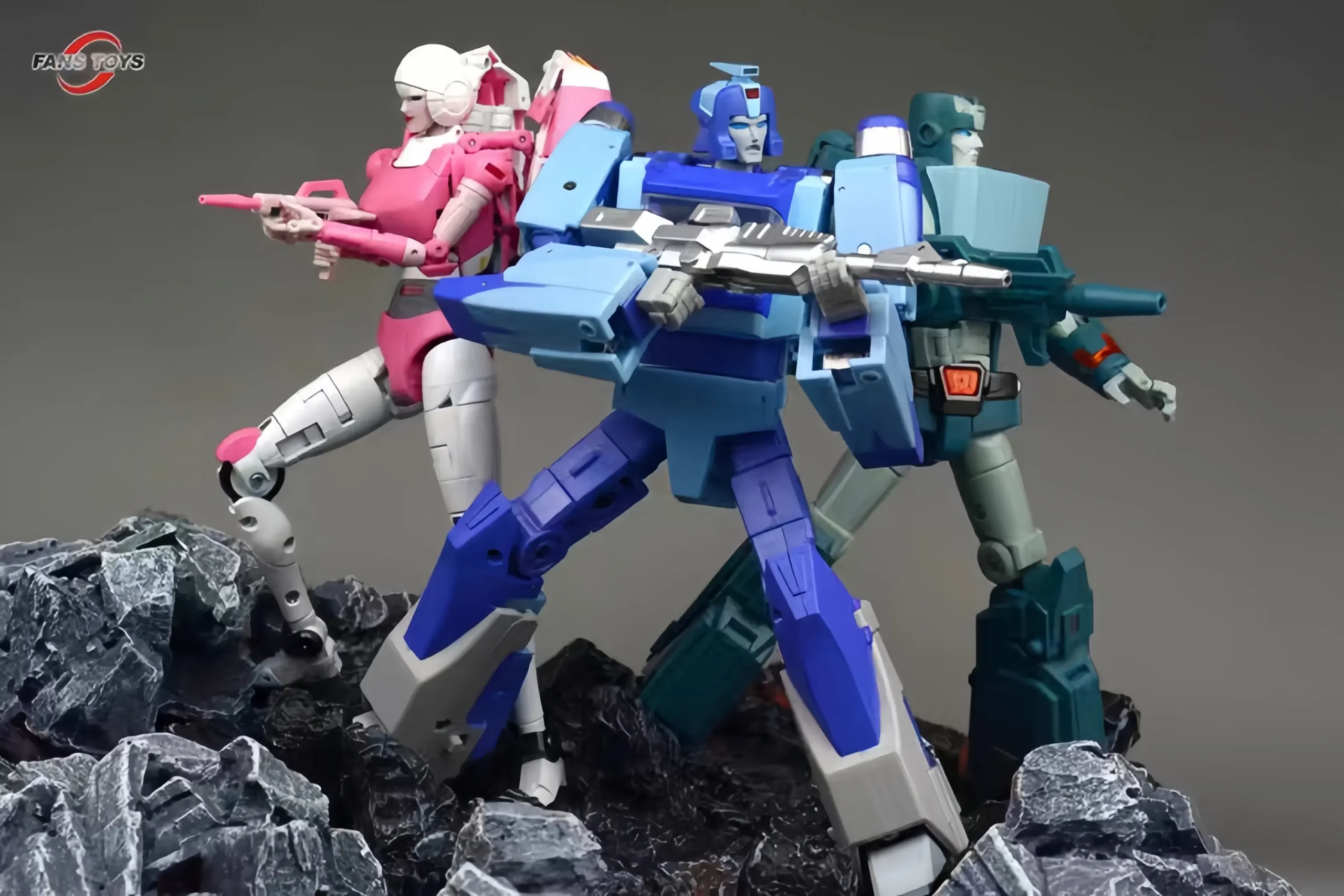 Blue robot figure with weapon