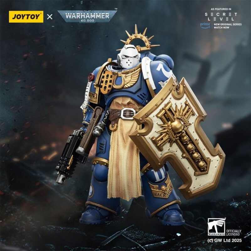 JoyToy JT02793 1/18 Warhammer 40K Ultramarines Levantus with Power Sword Stormshield and Bolt Pistol